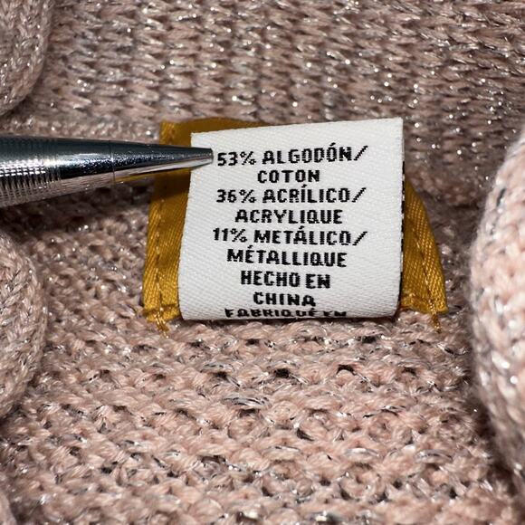 Ruby Rd Blush Metallic Ruffle Open Front Cardigan Sweater Womens Size Large - Picture 5 of 6